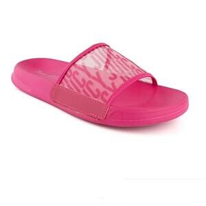 Juicy Couture Women's Bright Pink Logo Mesh Wryter Pool Slide Sandals sz 9